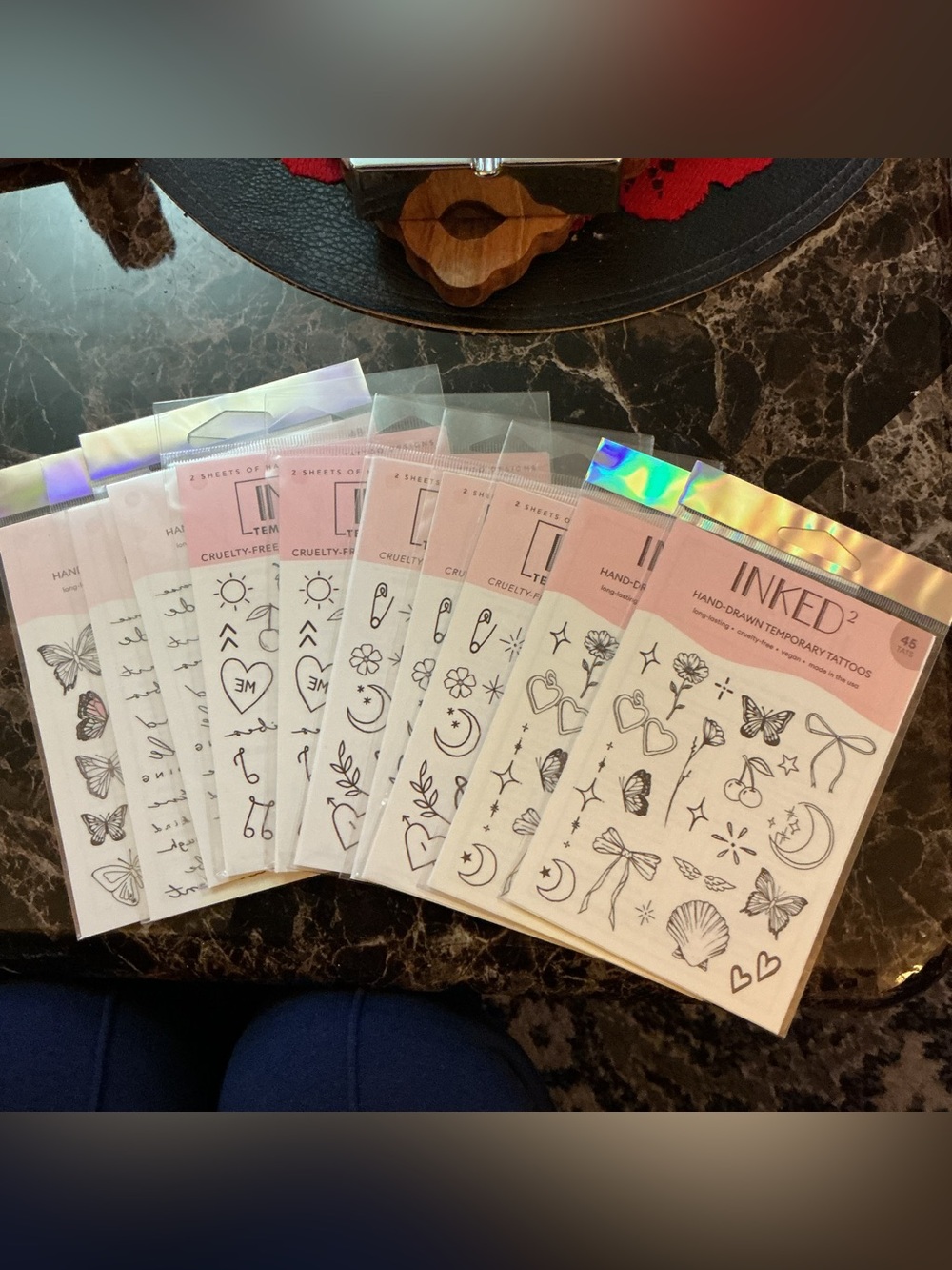 Inked Hand-Drawn Temporary Tattoo Sheet Pack — Black Line Designs